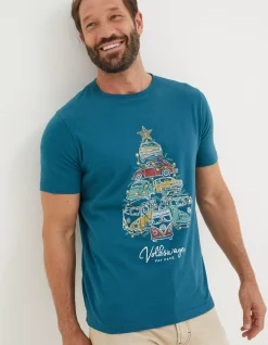 FatFace Vw Stacked T-Shirt Teal Blue New