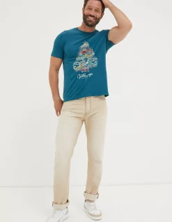 FatFace Vw Stacked T-Shirt Teal Blue New