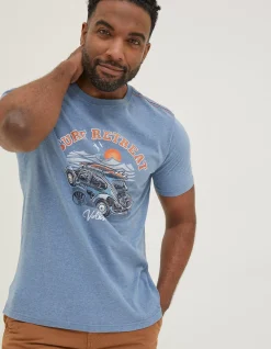 FatFace Vw Summer Starts T-Shirt Light Blue New