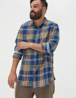 FatFace Waddon Indigo Check Shirt Navy Discount