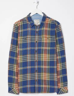 FatFace Waddon Indigo Check Shirt Navy Discount