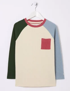 FatFace Waffle Jersey Raglan T-Shirt Oatmeal Clearance