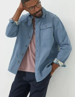 FatFace Walcot Overshirt Dusky Blue Sale