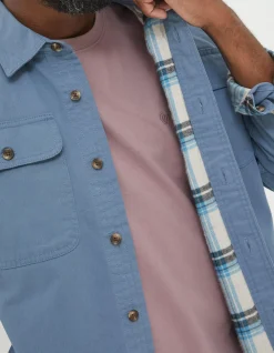FatFace Walcot Overshirt Dusky Blue Sale
