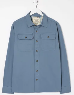 FatFace Walcot Overshirt Dusky Blue Sale