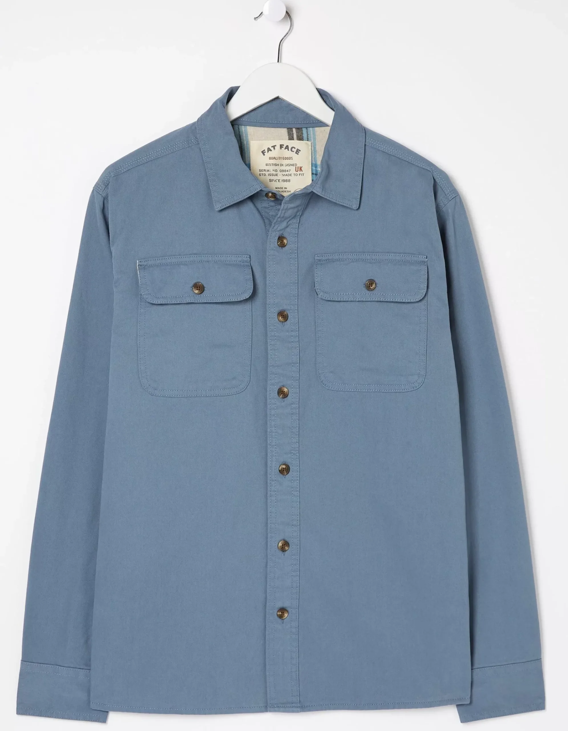 FatFace Walcot Overshirt Dusky Blue Sale