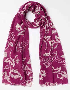 FatFace Wallpaper Floral Scarf Plum