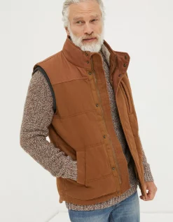 FatFace Wardly Canvas Gilet Chestnut Brown Outlet