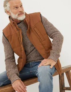 FatFace Wardly Canvas Gilet Chestnut Brown Outlet