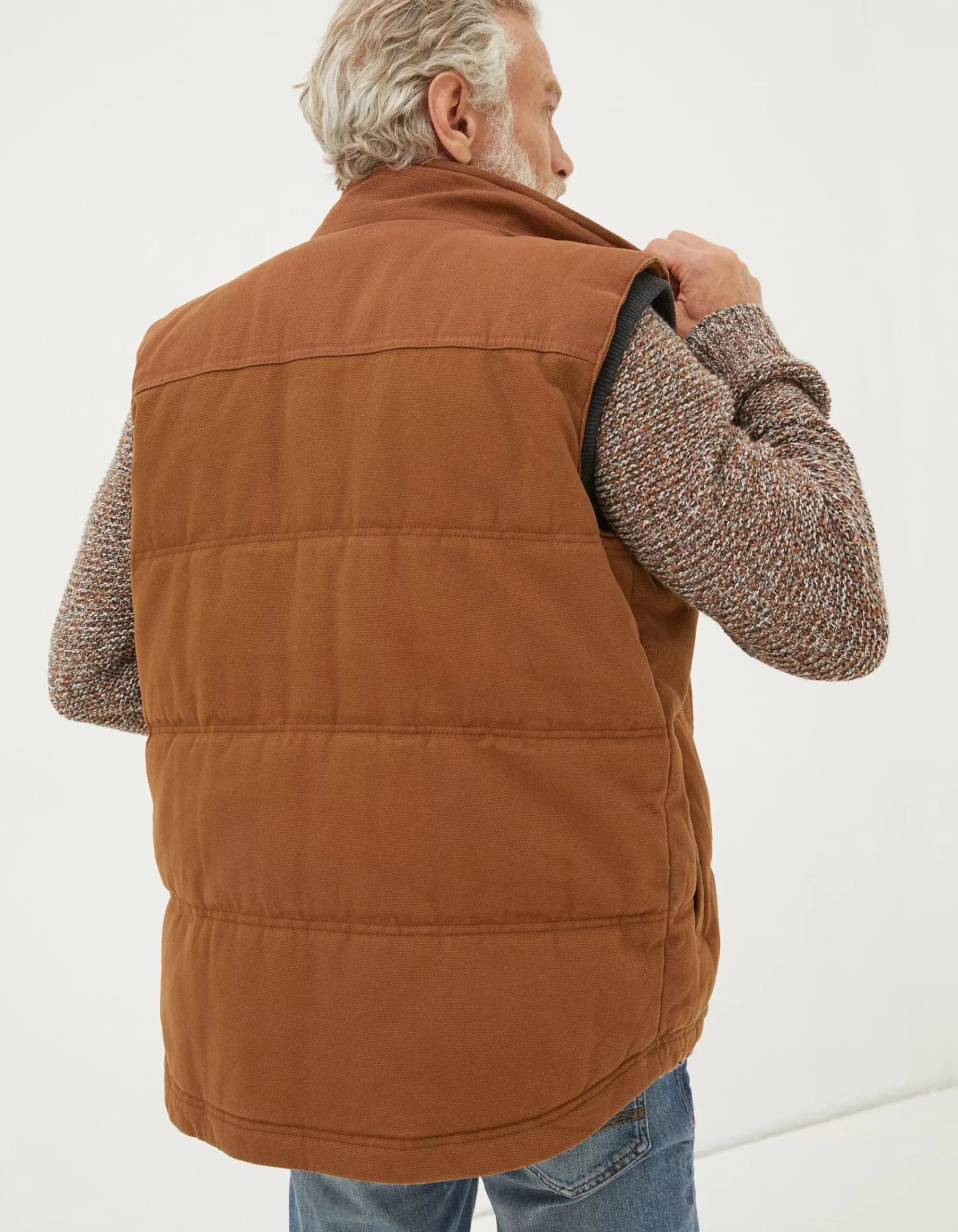 FatFace Wardly Canvas Gilet Chestnut Brown Outlet