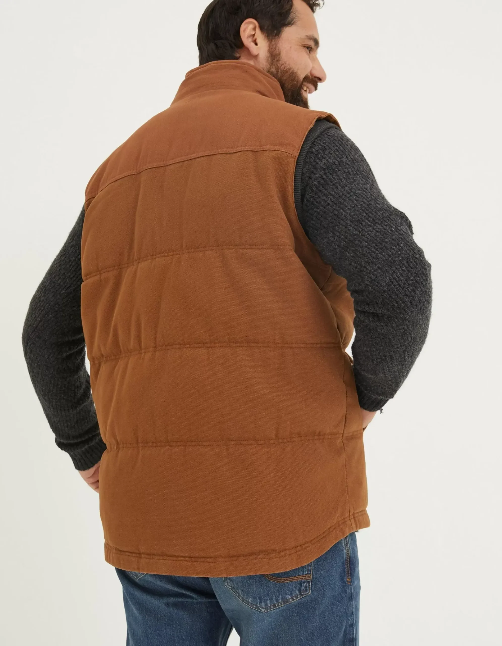 FatFace Wardly Canvas Gilet Chestnut Brown Outlet