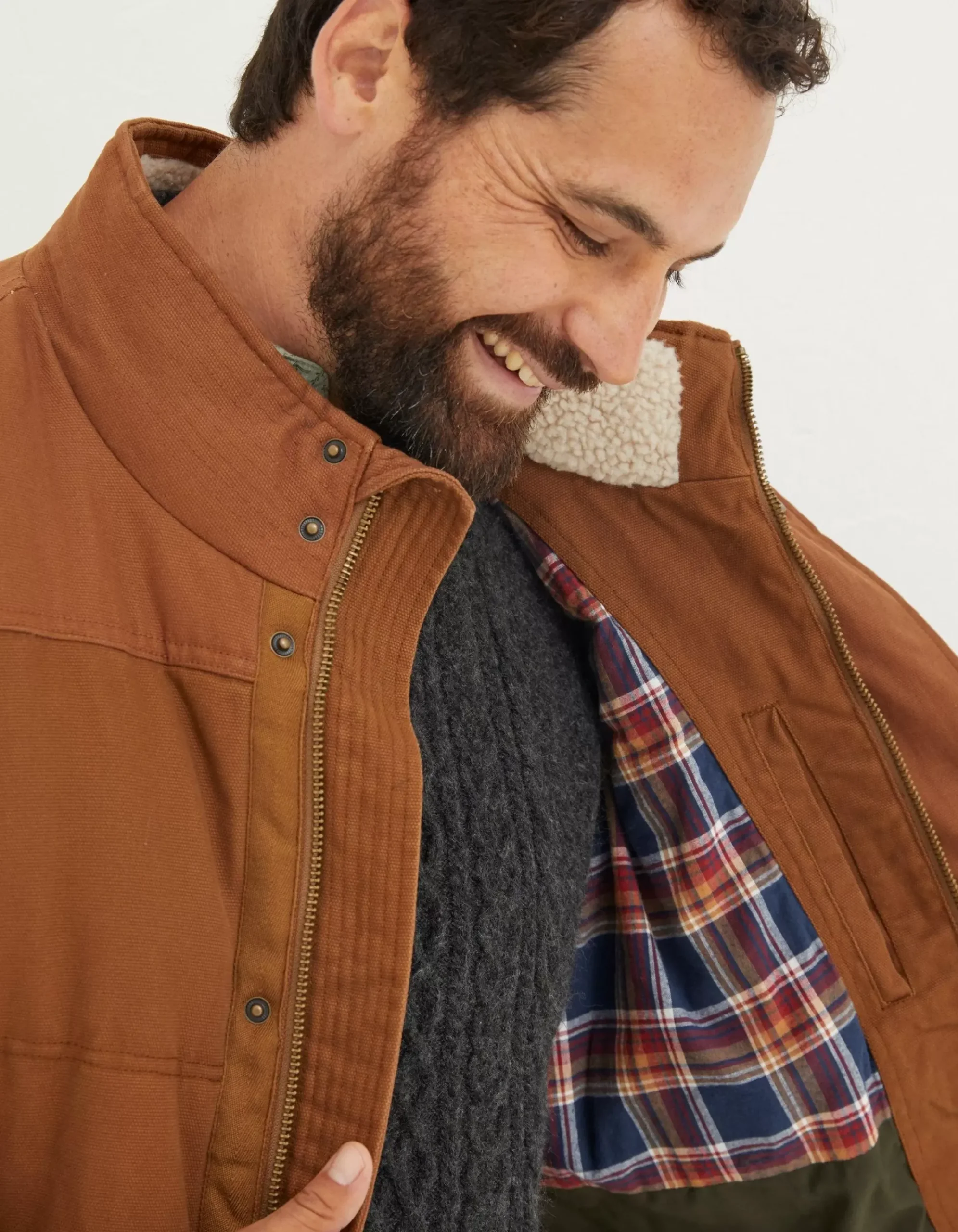 FatFace Wardly Canvas Gilet Chestnut Brown Outlet