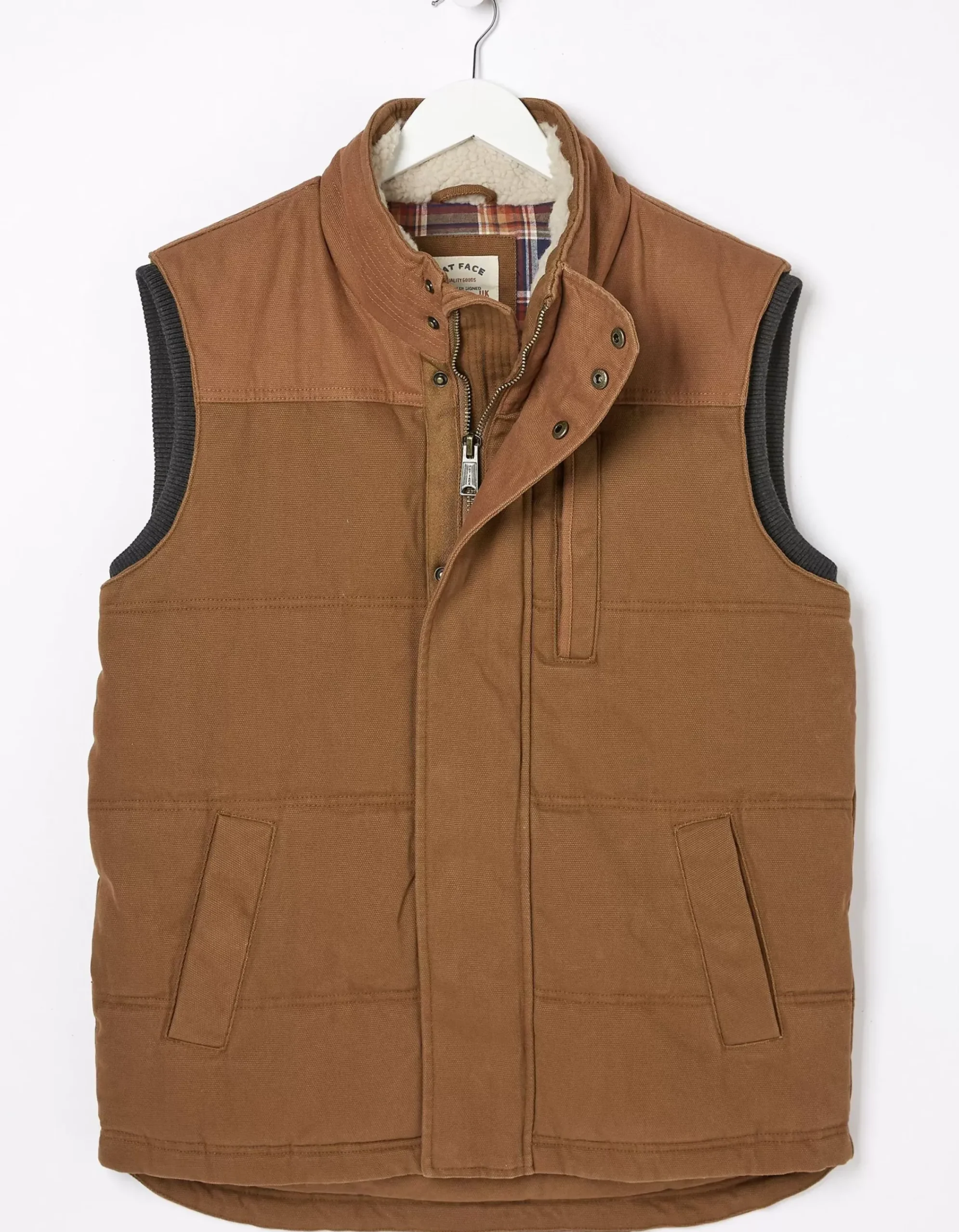 FatFace Wardly Canvas Gilet Chestnut Brown Outlet