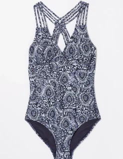 FatFace Watercolour Batik Swimsuit Navy Online