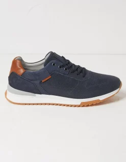 FatFace Wells Leather Trainers Navy Discount