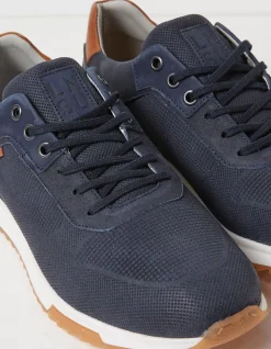 FatFace Wells Leather Trainers Navy Discount