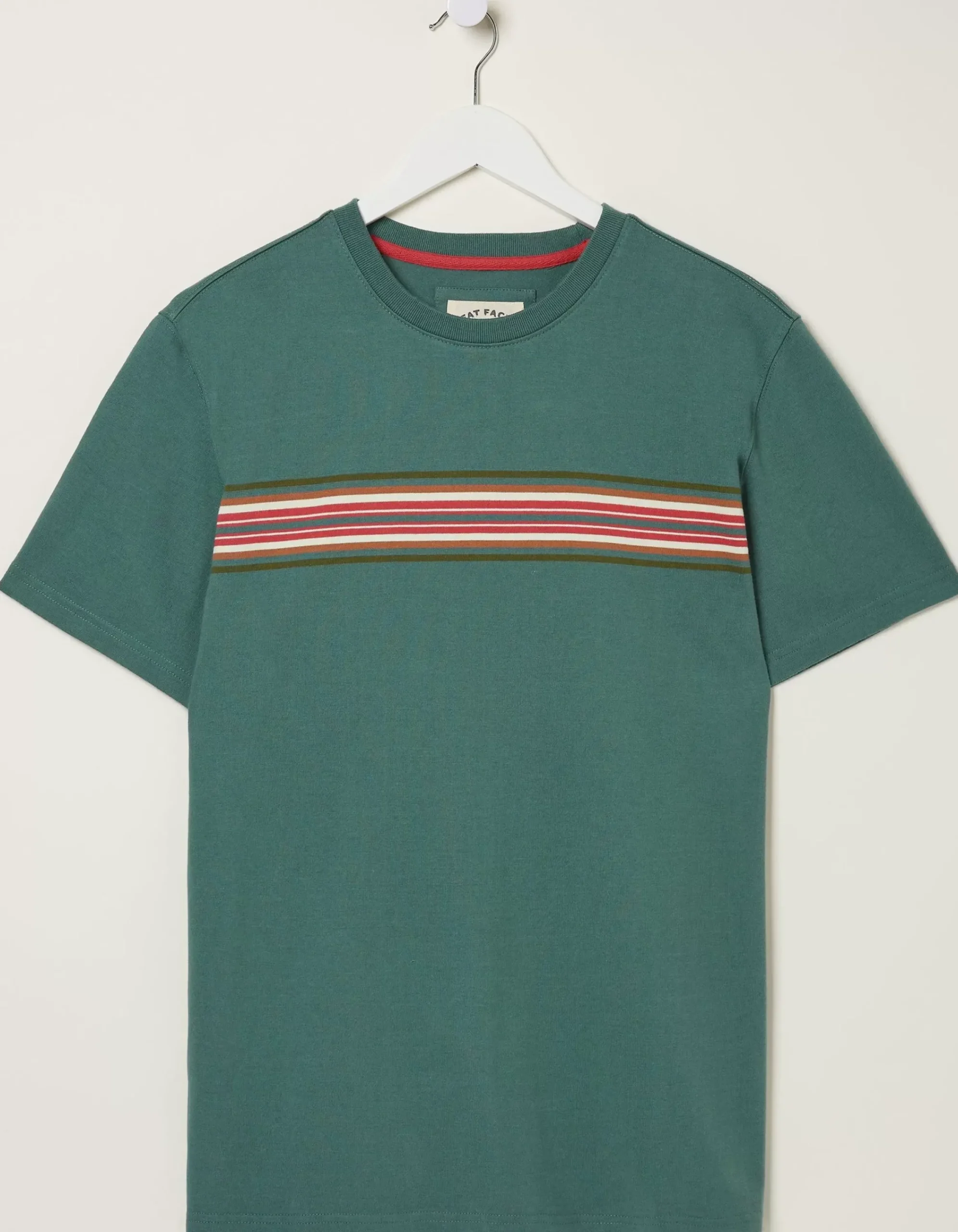 FatFace West Bay Chest Stripe T-Shirt Teal Green Clearance