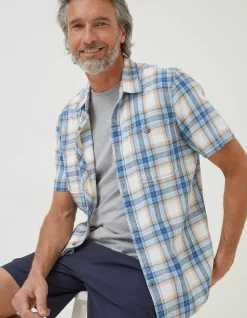 FatFace Westly Check Shirt Washed Blue Online