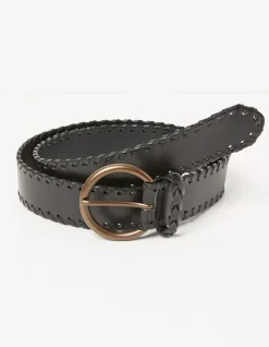 FatFace Whipstitch Western Belt Black New