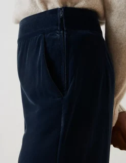 FatFace Wide Leg Velvet Trousers Dark Navy Outlet