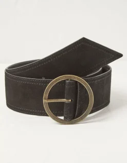 FatFace Wide Suede Belt Black Outlet