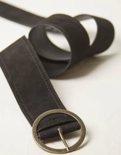 FatFace Wide Suede Belt Black Outlet