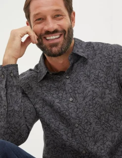 FatFace Wild Floral Print Shirt Charcoal Marl Best