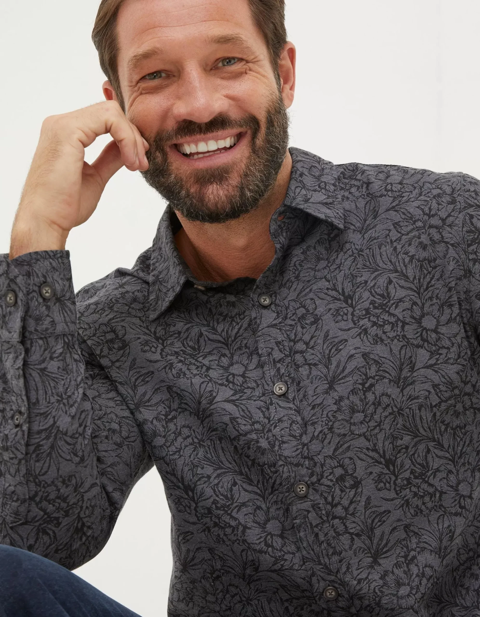 FatFace Wild Floral Print Shirt Charcoal Marl Best