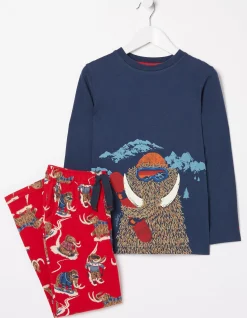 FatFace Wilfred Mammoth Pyjama Set Cherry Red