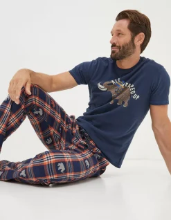 FatFace Wilfred Woolly Mammoth Graphic T-Shirt Navy Clearance