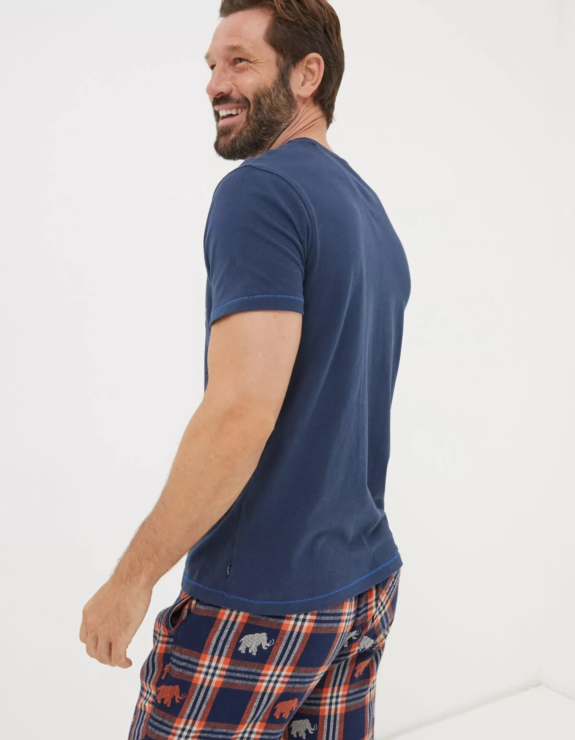 FatFace Wilfred Woolly Mammoth Graphic T-Shirt Navy Clearance