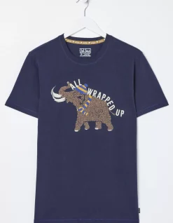 FatFace Wilfred Woolly Mammoth Graphic T-Shirt Navy Clearance