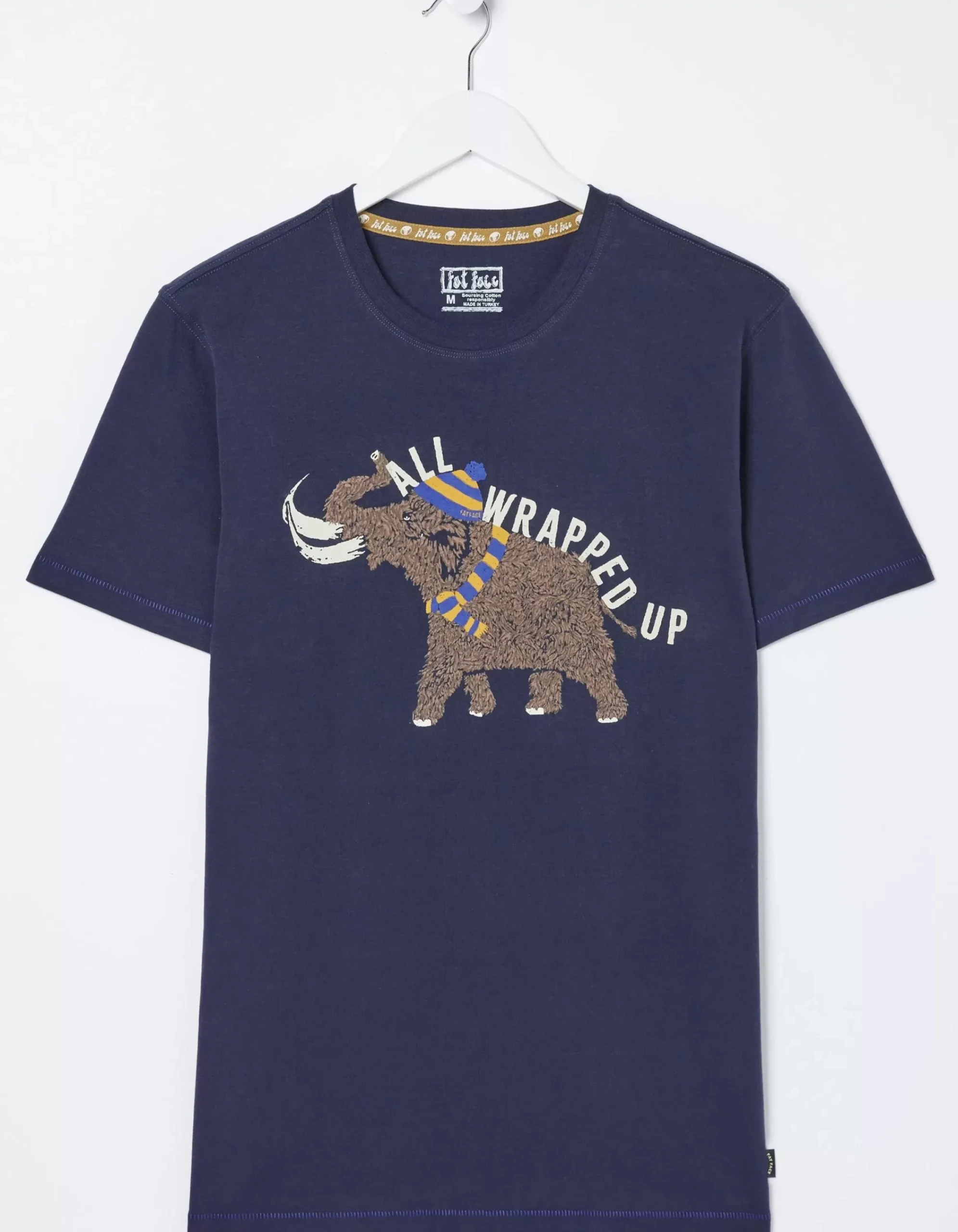 FatFace Wilfred Woolly Mammoth Graphic T-Shirt Navy Clearance