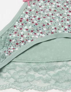 FatFace Willow Floral High Leg Knickers Green Haze Best