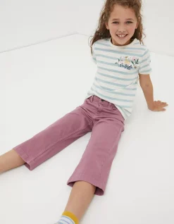 FatFace Willow Wide Leg Coloured Cropped Jeans Light Pink Hot