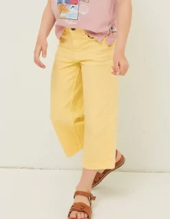 FatFace Willow Wide Leg Coloured Cropped Jeans Yellow New