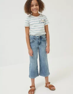 FatFace Willow Wide Leg Crop Jeans Light Denim