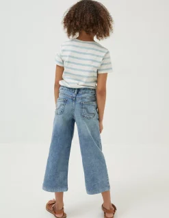 FatFace Willow Wide Leg Crop Jeans Light Denim