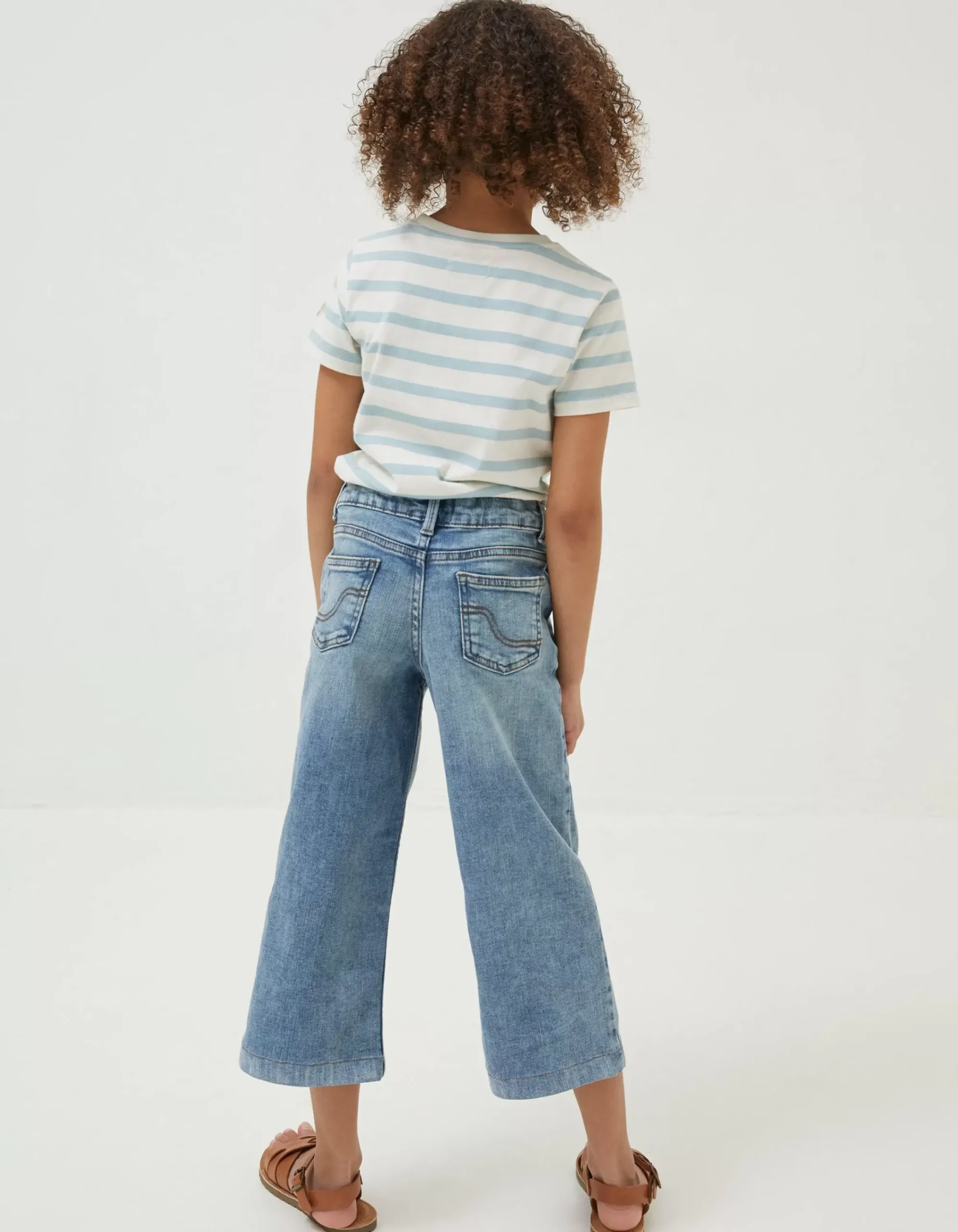 FatFace Willow Wide Leg Crop Jeans Light Denim