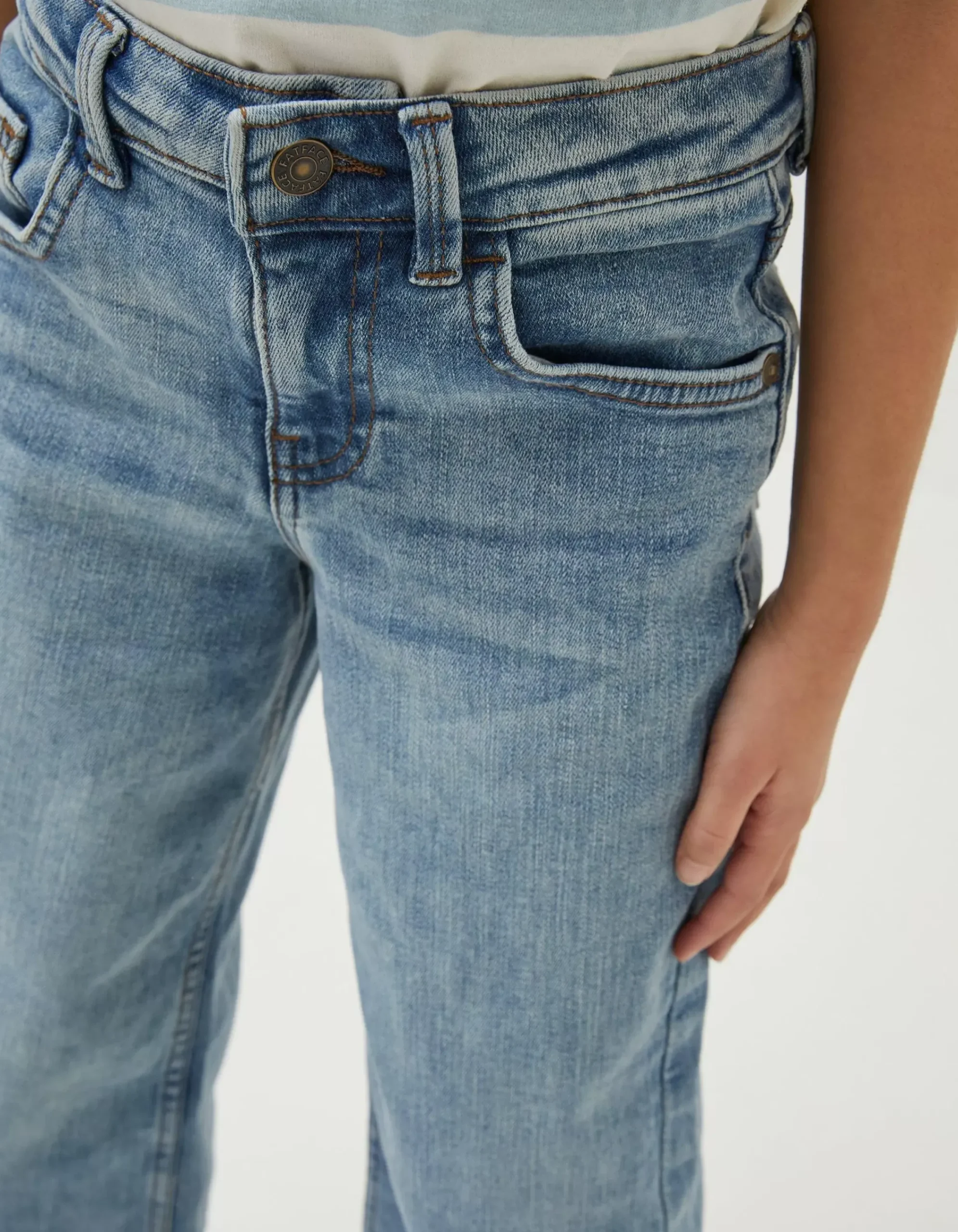 FatFace Willow Wide Leg Crop Jeans Light Denim