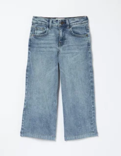 FatFace Willow Wide Leg Crop Jeans Light Denim