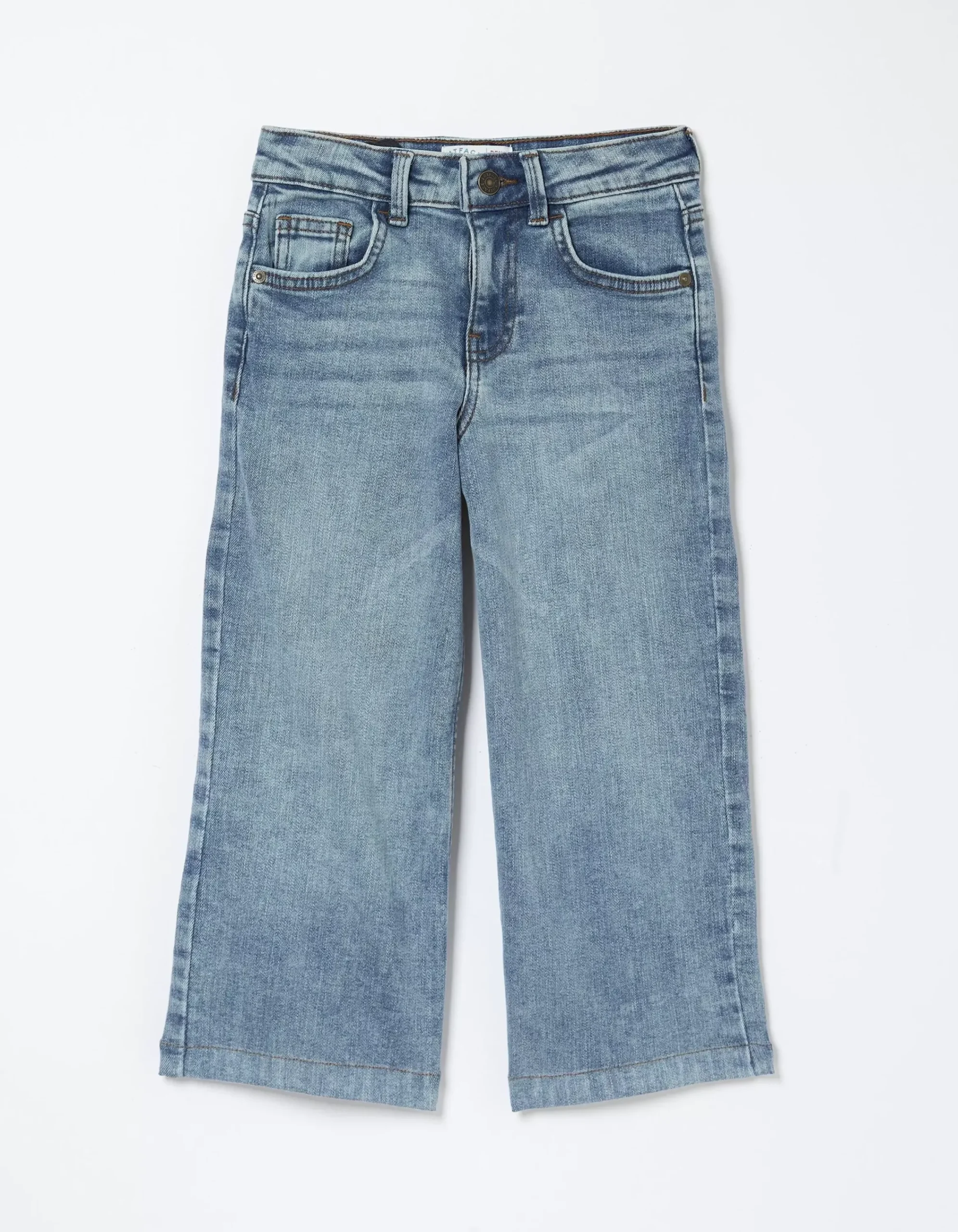 FatFace Willow Wide Leg Crop Jeans Light Denim