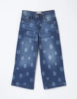 FatFace Willow Wide Leg Printed Crop Denim Blue Hot