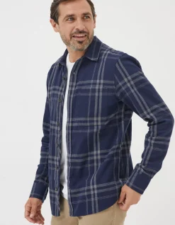 FatFace Windowpane Check Shirt Navy Marl Outlet