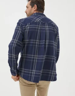 FatFace Windowpane Check Shirt Navy Marl Outlet