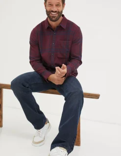 FatFace Windowpane Check Shirt Burg Marl Sale