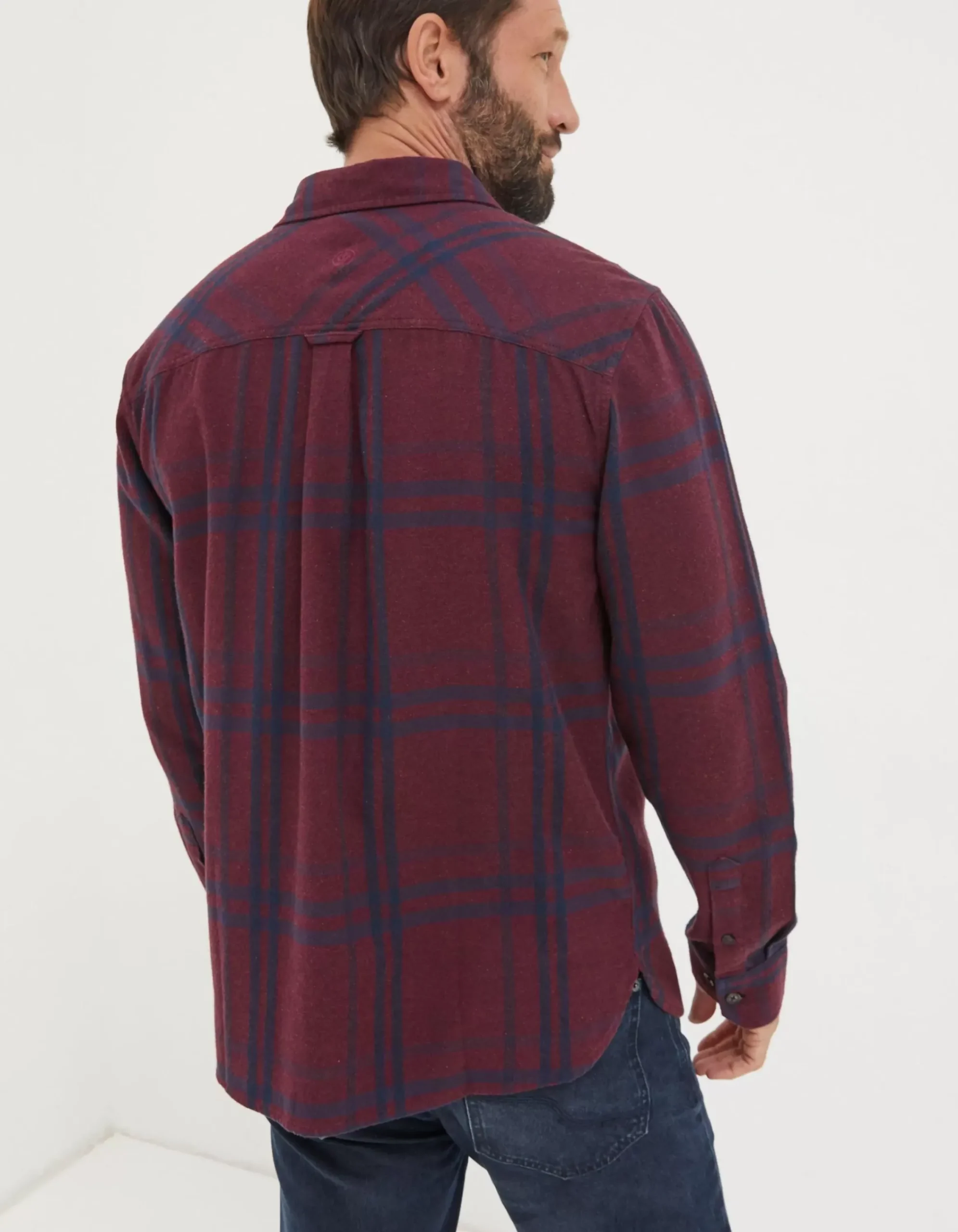FatFace Windowpane Check Shirt Burg Marl Sale