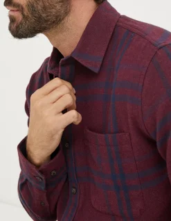 FatFace Windowpane Check Shirt Burg Marl Sale