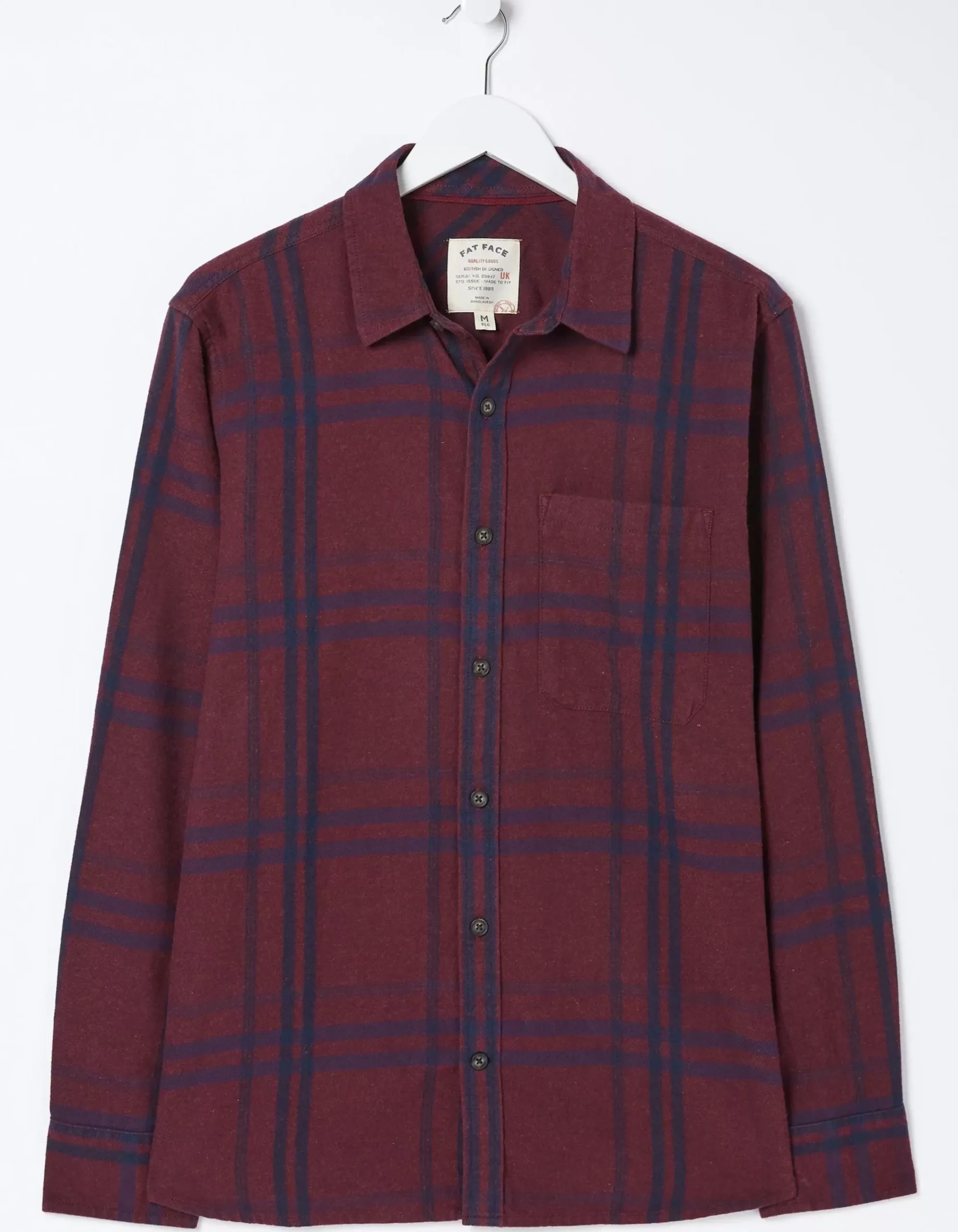 FatFace Windowpane Check Shirt Burg Marl Sale