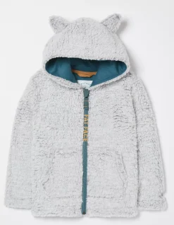 FatFace Wolf Fleece Zip Through Hoodie Grey Marl Clearance